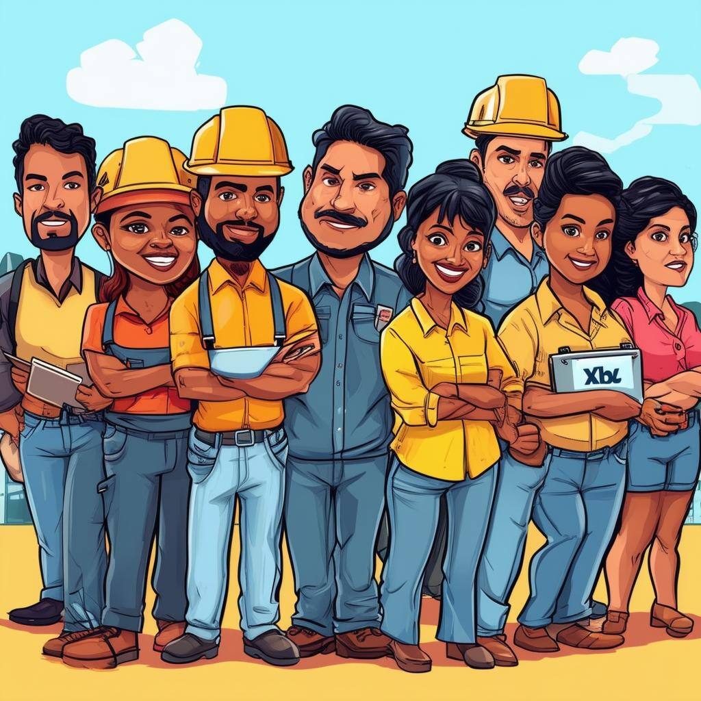 latino and latina workers cartoon, different jobs, worker rights